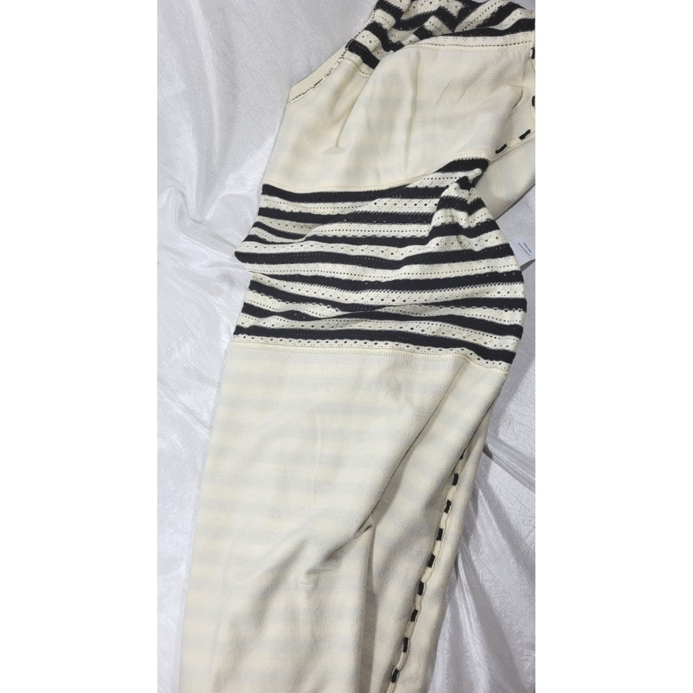 Amanda Uprichard Women's Seine Sleeveless Stripe Maxi Dress - Black/Cream - M - Picture 5 of 7